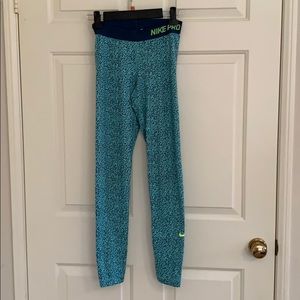 Nike Pro blue animal print leggings